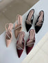 Rhinestone Embellish Close Toe Heels
